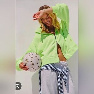 Fp Movement A Cut Above Cotton Zip Hoodie In SOUR CITRUS with Matching Beanie